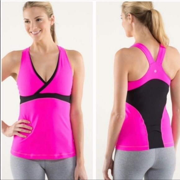Lululemon Deep V Raspberry Athletic Tank Size 4 - Picture 1 of 9
